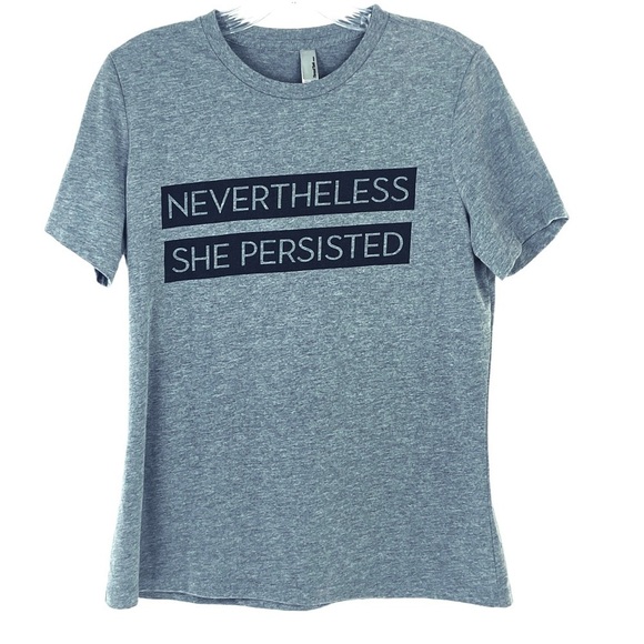 Gray Graphic T-Shirt NEVERTHELESS She Persisted Short Sleeve Grey Medium - Picture 1 of 5